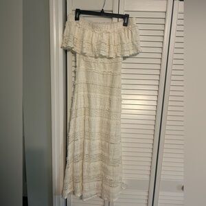 Endless Rose Cream Lace Off the Shoulder Midi Dress